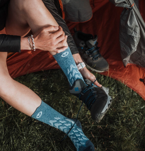 Lote de 2 pares - Calcetines de senderismo - Trekking Cool Crew mujer azul/blanco