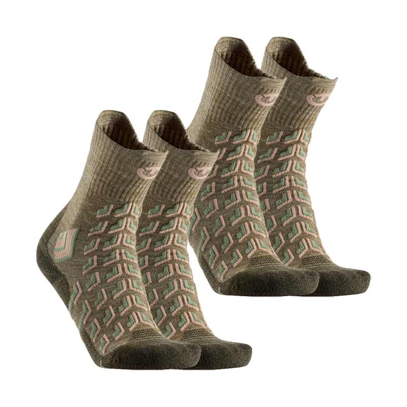 2er-Set - Wandersocken - Trekking Cool Crew Frauen grün/beige