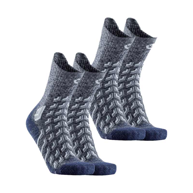 Lot de 2 paires - Chaussettes randonnée  - Trekking Cool Crew Unisex gris/blanc